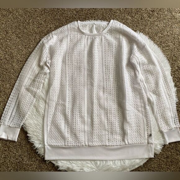 Fabletics Sophie Mesh Net Cover Up Top White Womens Size Medium - Picture 1 of 7